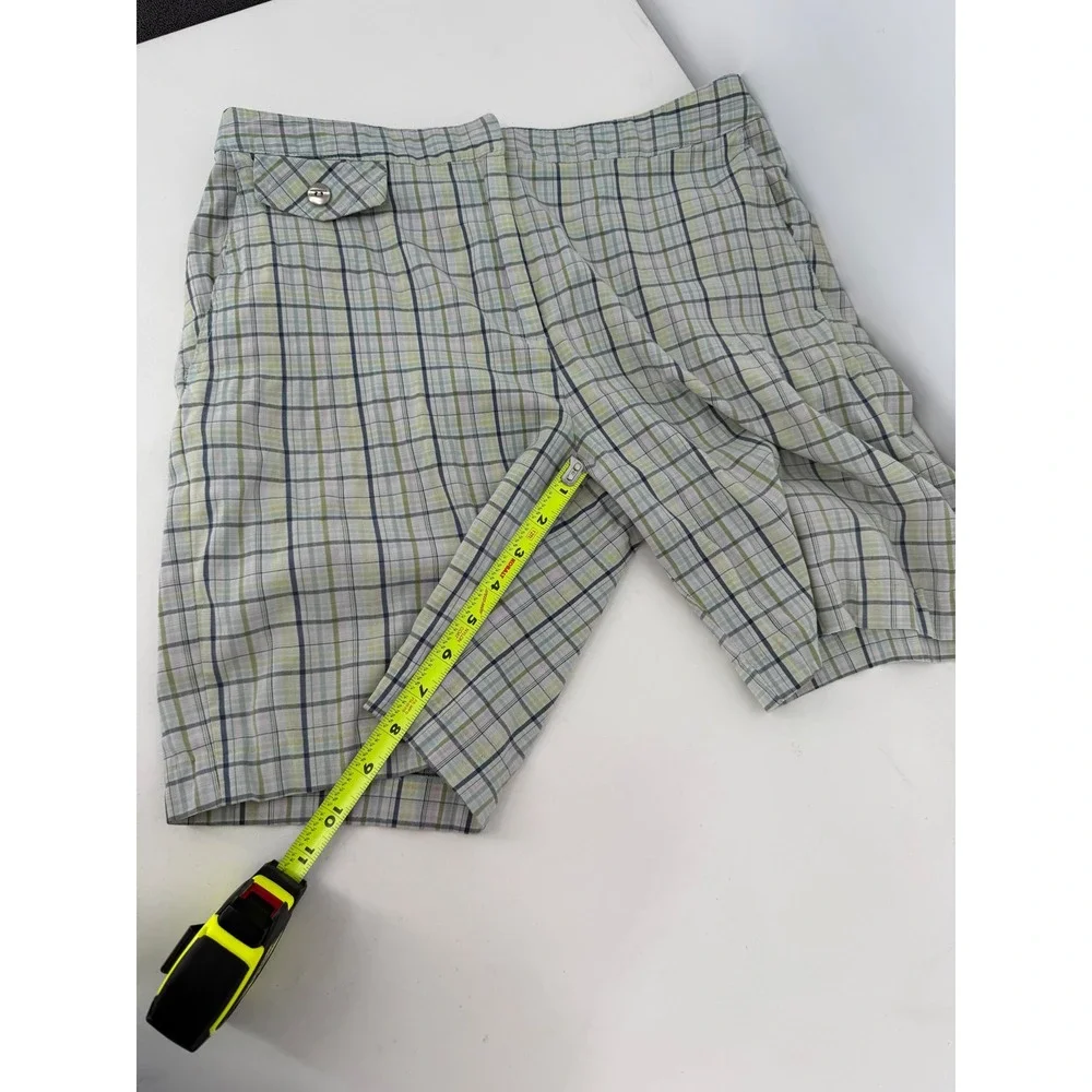 Sport Haley Women's Sz‎ 6 Plaid Bermuda Shorts Green Blue Multi Color Flat Front